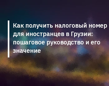 Как получить налоговый номер для иностранцев в Грузии: пошаговое руководство и его значение