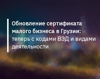 Обновление сертификата малого бизнеса в Грузии: теперь с кодами ВЭД и видами деятельности